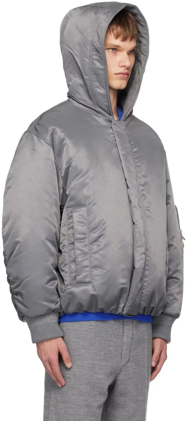 BLOUSON AVIATEUR GRIS À CAPUCHE - SOLID HOMME soemshop - SOLID HOMME