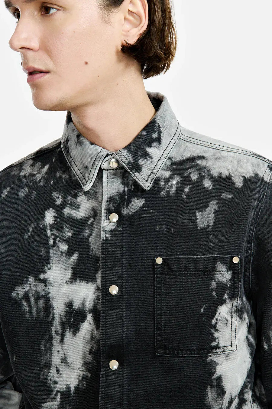 CHEMISE À DOUBLE MANCHETTE EN DENIM SMOKE - LOUIS GABRIEL NOUCHI soemshop - LOUIS GABRIEL NOUCHI
