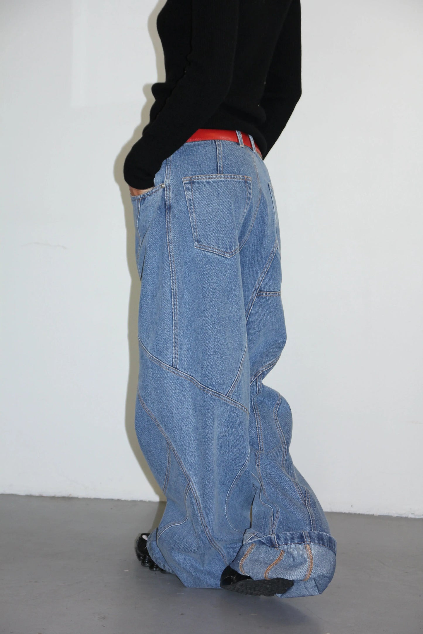 JEANS LARGE SURPIQUÉ EN TOSADE - RIZ POLI soemshop - RIZ POLI