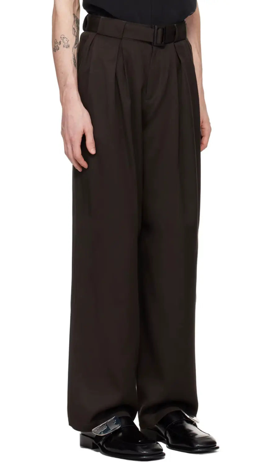 PANTALON LARGE À DOUBLE PLIS ET CEINTURE AMOVIBLE - LOUIS GABRIEL NOUCHI soemshop - LOUIS GABRIEL NOUCHI