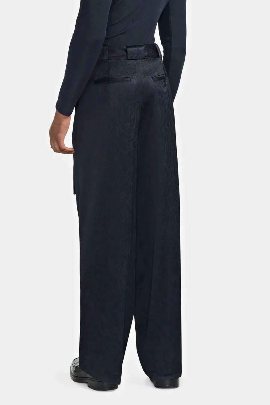 PANTALON LARGE À DOUBLE PLIS ET CEINTURE EN JACQUARD MOTIF FOURRURE - LOUIS GABRIELLE NOUCHI soemshop - Louis Gabriel Nouchi