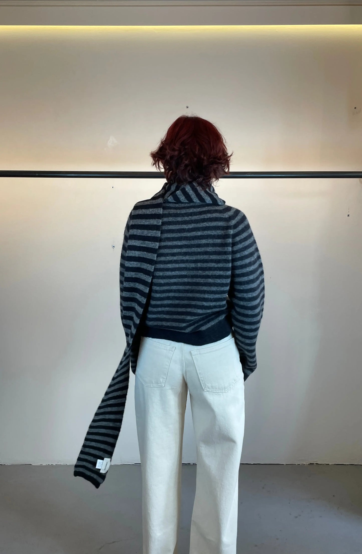 PULL RAYÉ GRIS EN MAILLE - ATOMOFACTORY soemshop - ATOMOFACTORY