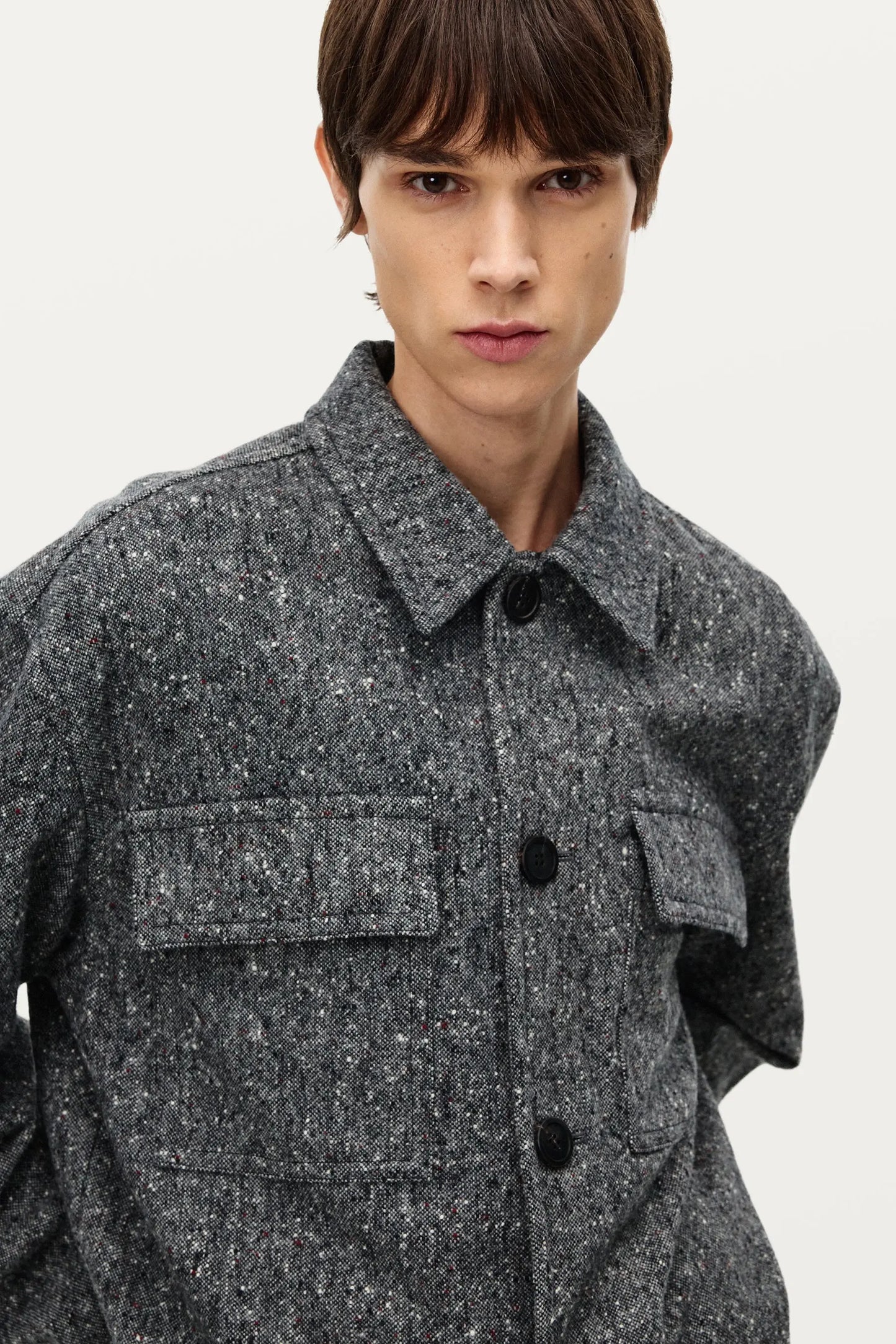 SURCHEMISE GRISE TEXTURÉE - SOLID HOMME soemshop - SOLID HOMME