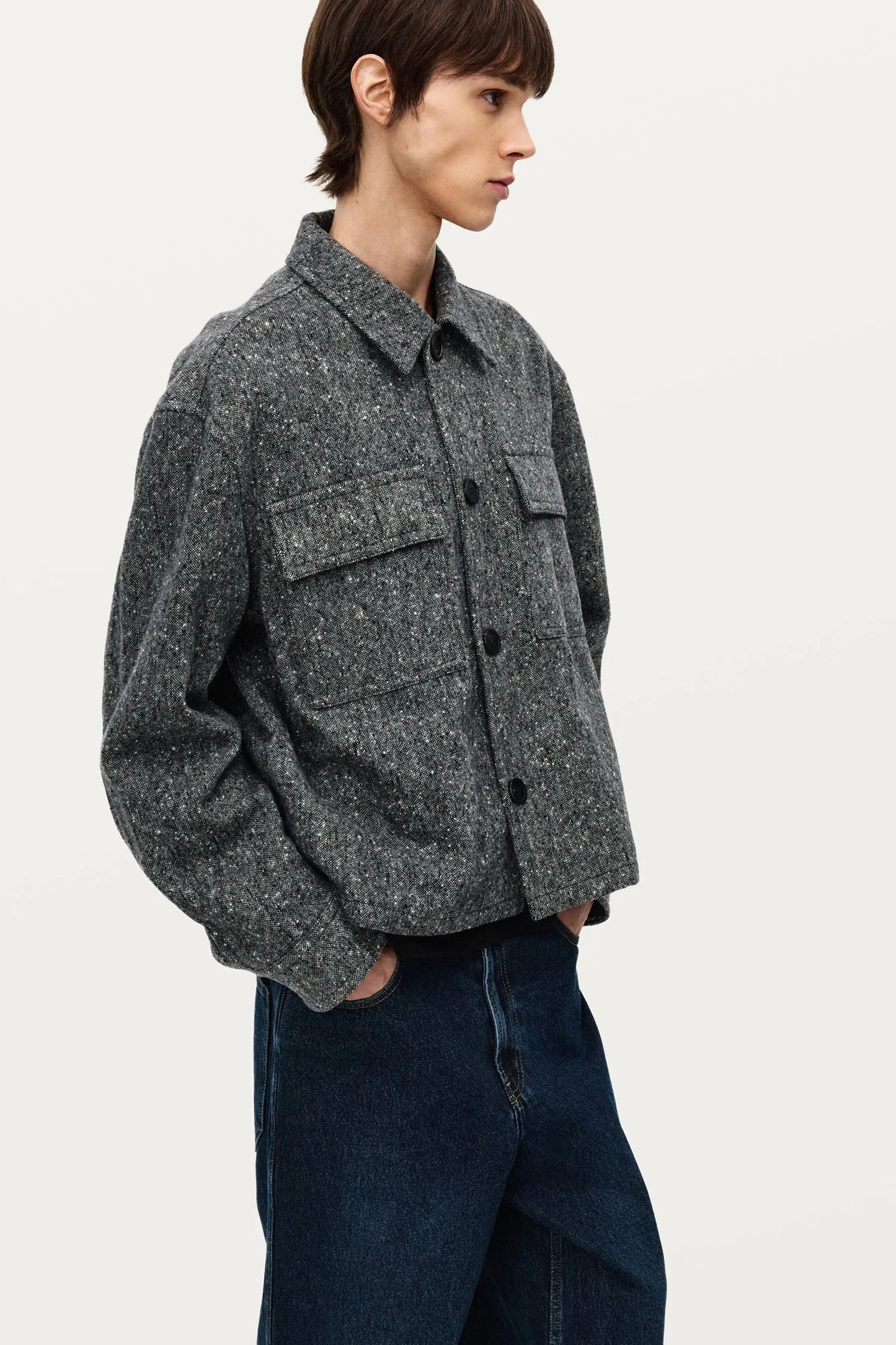 SURCHEMISE GRISE TEXTURÉE - SOLID HOMME soemshop - SOLID HOMME