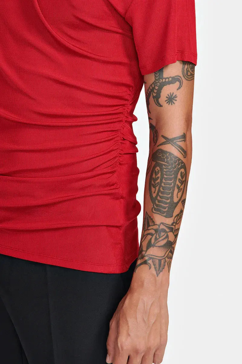 T-SHIRT PLISSÉ FLUIDE EN JERSEY CÔTELÉ- LOUIS GABRIEL NOUCHI soemshop - Louis Gabriel Nouchi
