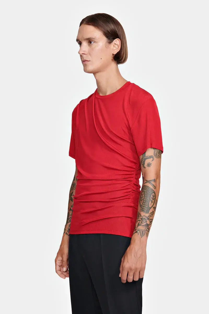 T-SHIRT PLISSÉ FLUIDE EN JERSEY CÔTELÉ- LOUIS GABRIEL NOUCHI soemshop - Louis Gabriel Nouchi