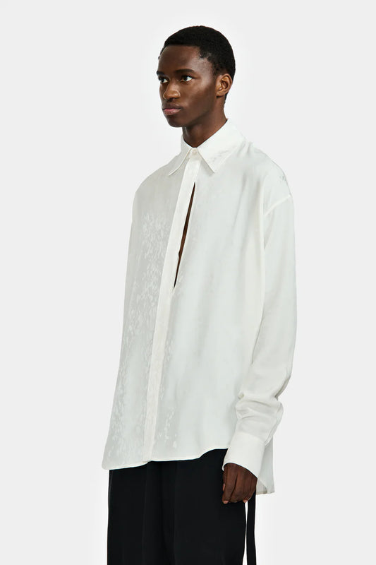 CHEMISE LONGUE AVEC OUVERTURE ASYMÉTRIQUE EN JACQUARD DROPS- LOUIS GABRIEL NOUCHI