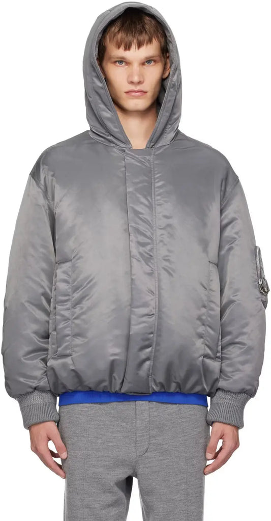 BLOUSON AVIATEUR GRIS À CAPUCHE - SOLID HOMME soemshop - SOLID HOMME