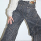 JEANS NOIR LARGE SURPIQUÉ EN TOSADE - RIZ POLI soemshop - RIZ POLI