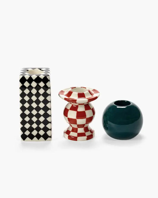 SET DE 3 BOUGEOIR DESIGN CHESSBOARD - LES OBJETS MOULVERSATNS X SERAX soemshop